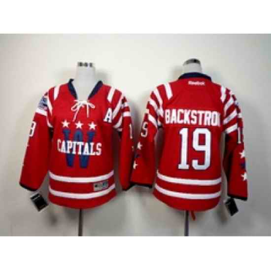 NHL Youth Washington Capitals #19 Nicklas Backstrom Red Stitched Jerseys(2015 Winter Classic)